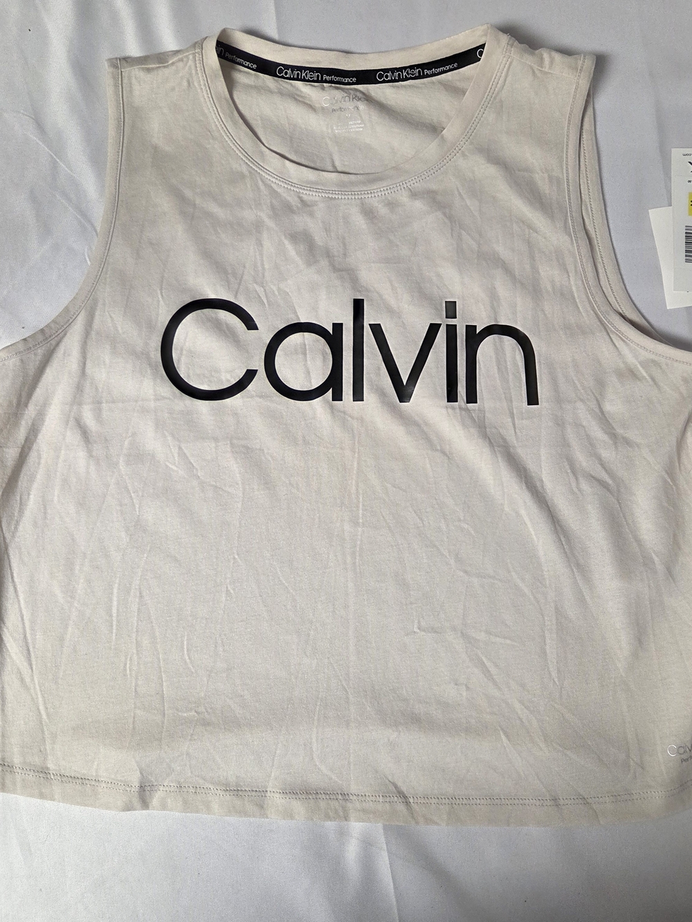 Calvin Klein Performance Beige Logo Tank‎ Medium New